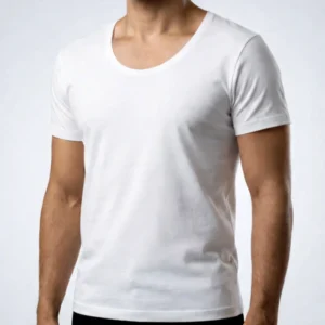 زیرپوش مردانه نیم آستین یقه گرد پنبه سفید