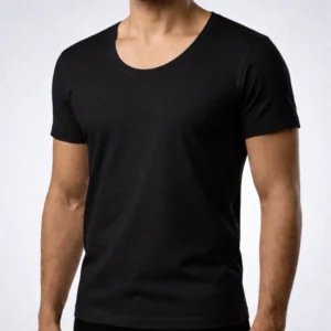 زیرپوش مردانه نیم آستین یقه گرد پنبه مشکی