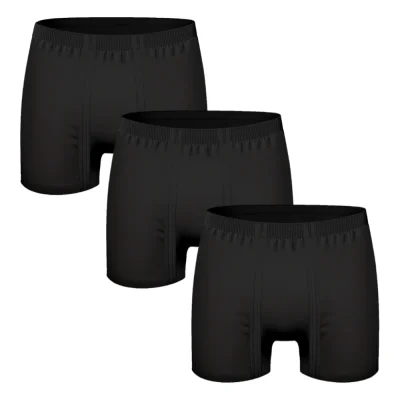 شورت مردانه پادار نخ پنبه مشکی (پک سه عددی)