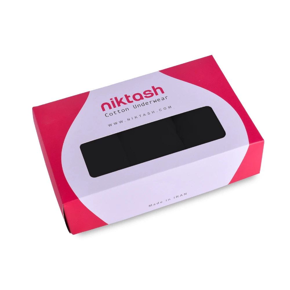 جعبه شورت مردانه اسلیپ نخ پنبه مشکی (پک سه عددی)